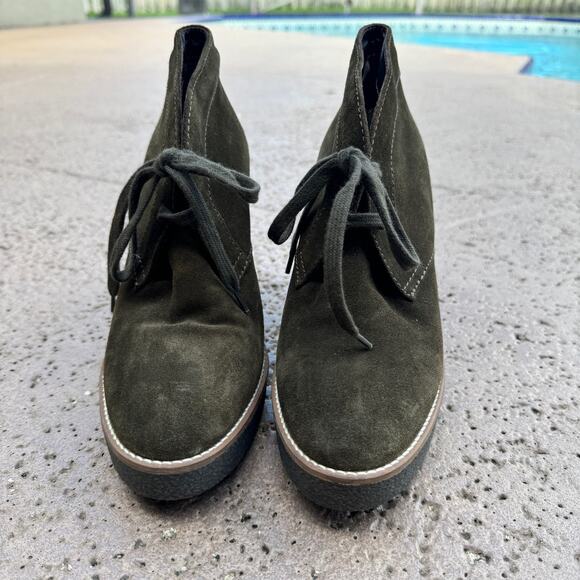 Aquatalia Vianna Weatherproof Olive Green Wedge Bootie Size 7 - Picture 9 of 10